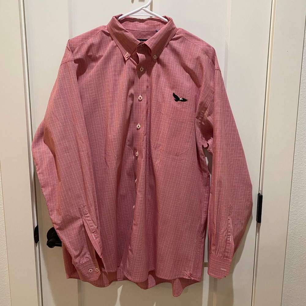 Oxford American Men's Long Sleeve Button Down Shirt. XL. Red/White Plaid.